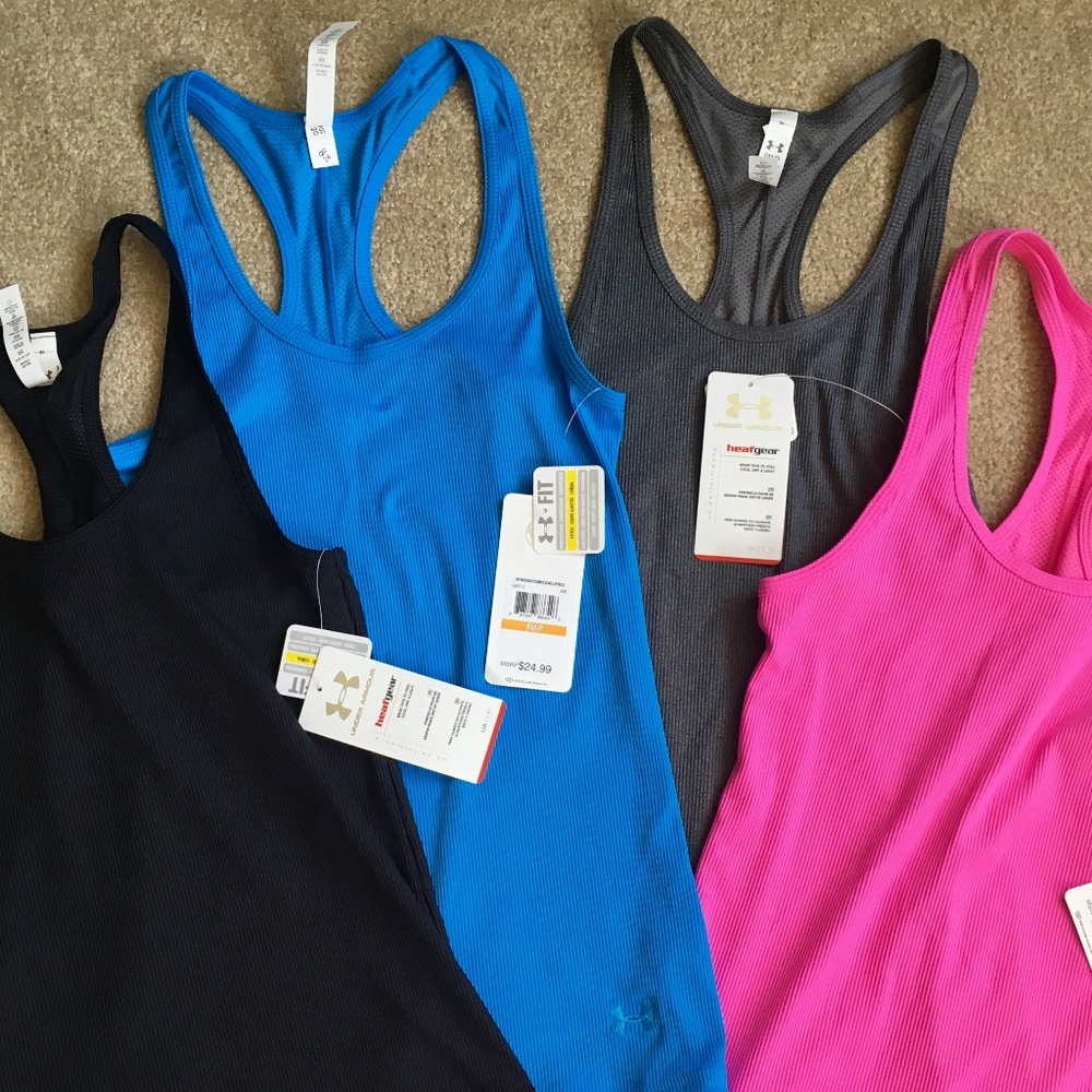 THREE Black Under Armour Victory Tank Small